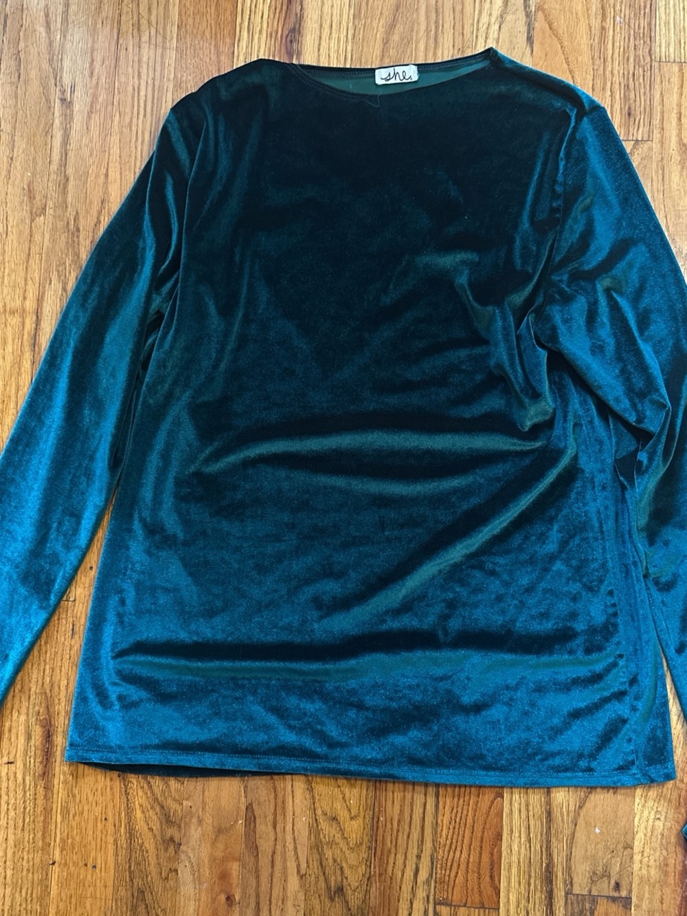 Velvet Set Long Sleeve Top & Leggins in Green- Medium